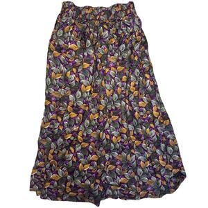 Vintage Weathervane peasant skirt w. a vibrant multicolor leaf print🌿💜💛Size 8